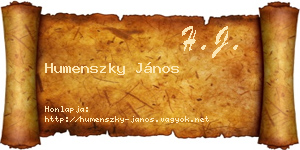 Humenszky János névjegykártya